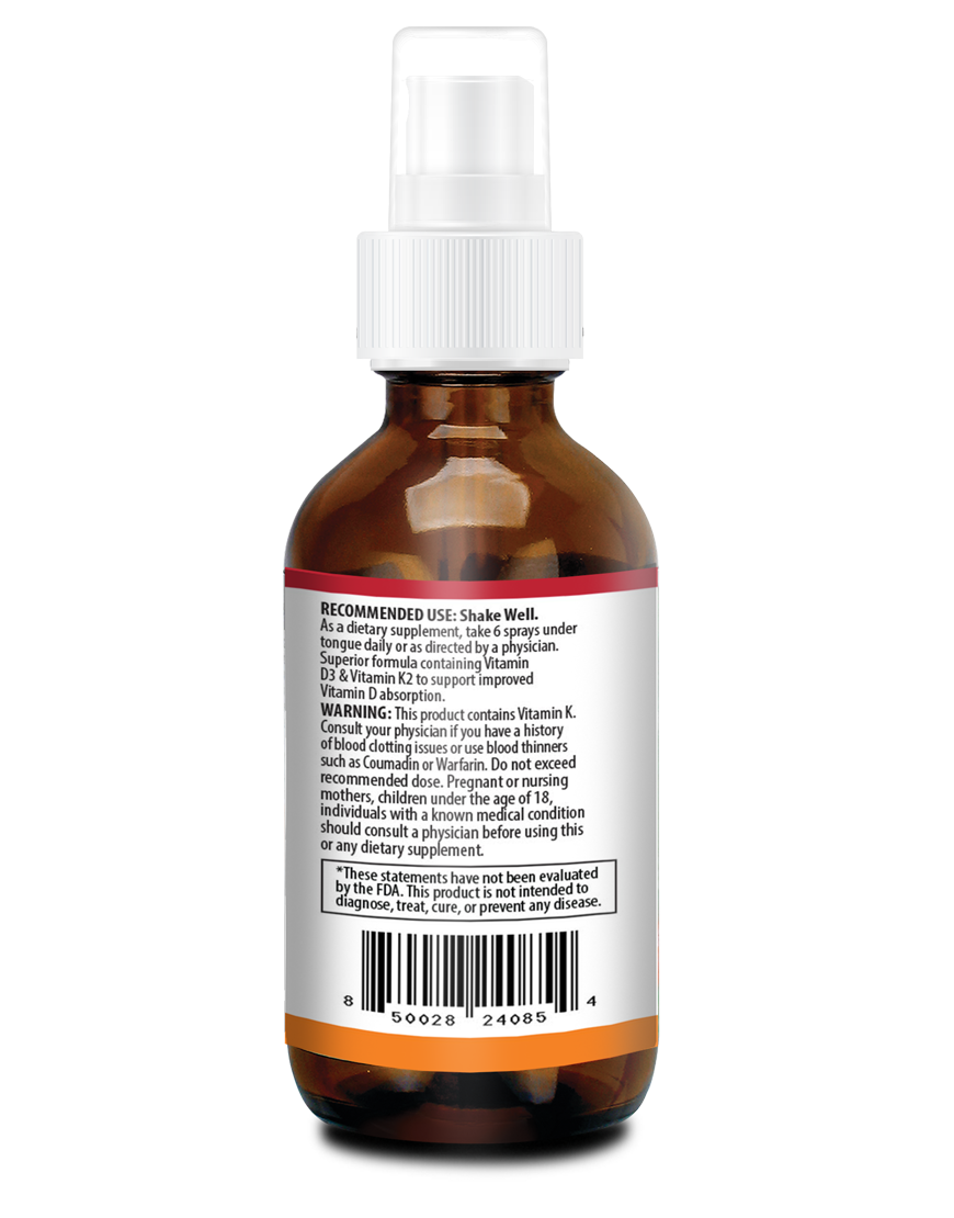 Vitamin D3+K2 10,000IU - Peppermint Flavor 2oz