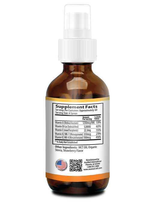 Vitamin D3+K2 5000IU Spray - StrawberryFlavor 2oz