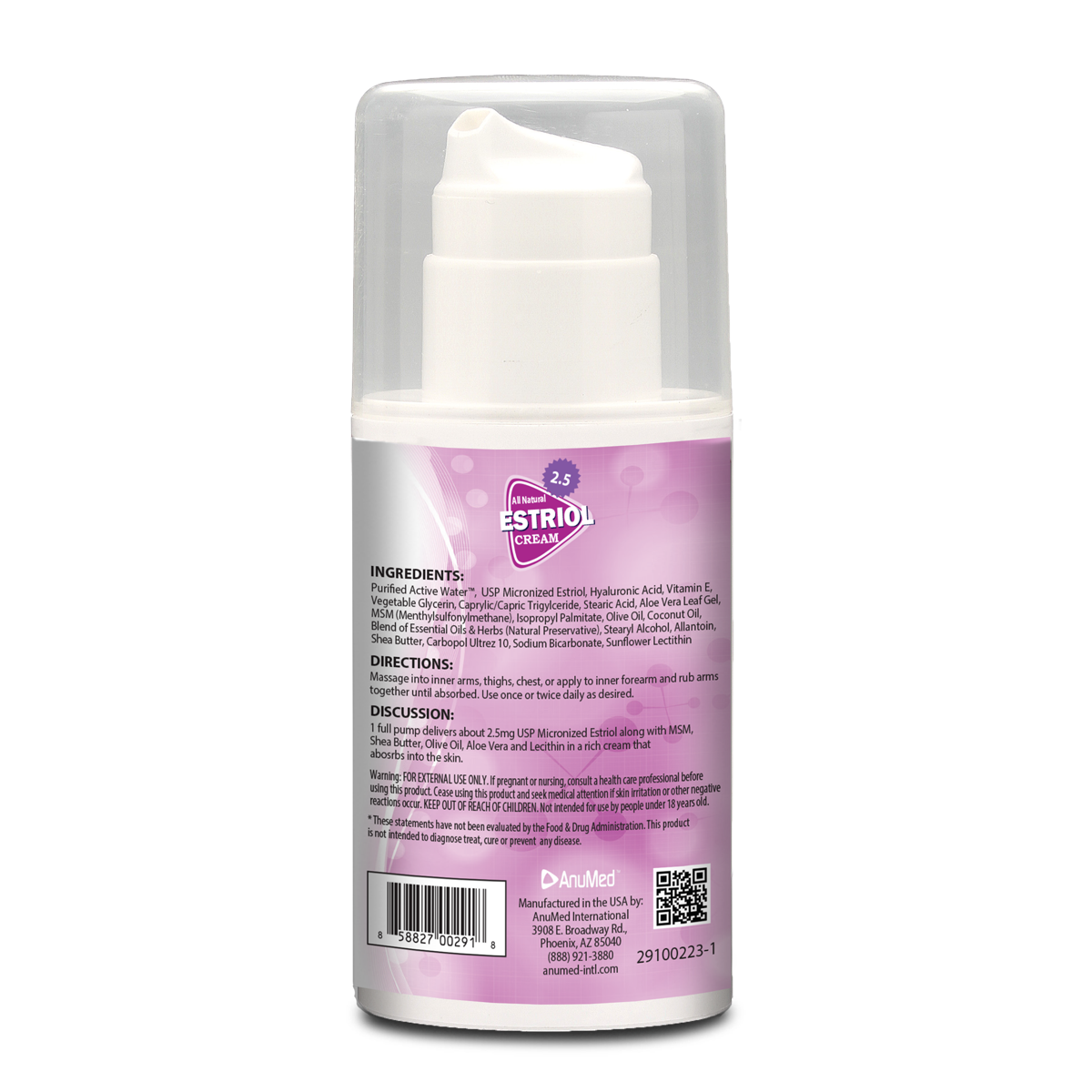 Natural Bioidentical Estriol Cream 2.5 with Hyaluronic Acid + vitamin E for Skin Care During Menopause Relief. Balancing Cream for Women (3oz)
