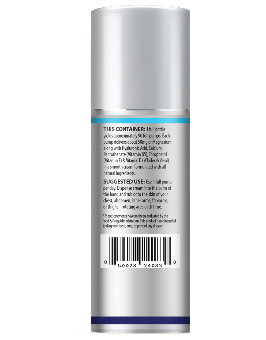 Magnesium 50mg Cream New Formula with Hyaluronic Acid, Vitamin E, Shea butter