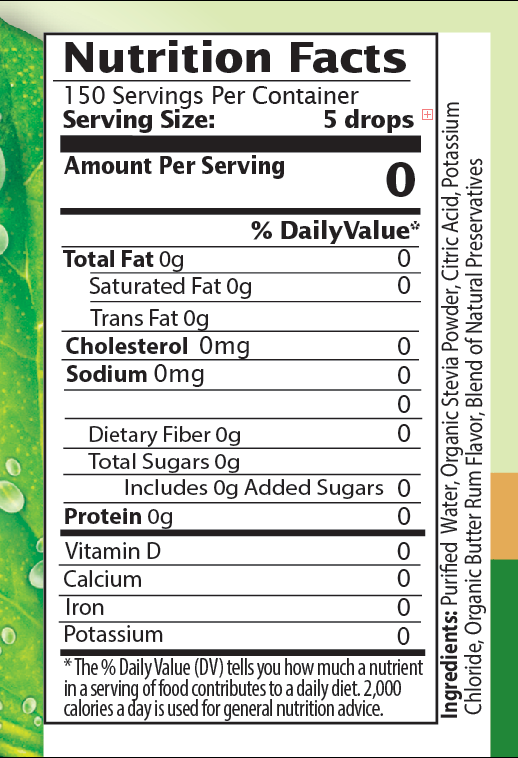 Premium Stevia Butter Rum Liquid Drops