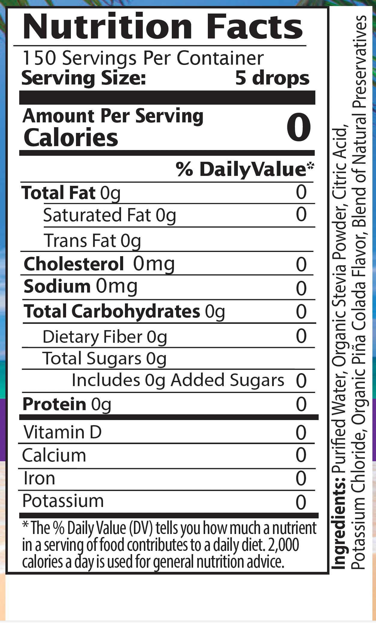 Pina Colada Stevia Liquid Drops - Zero Calories | Best All Natural Sugar Substitute