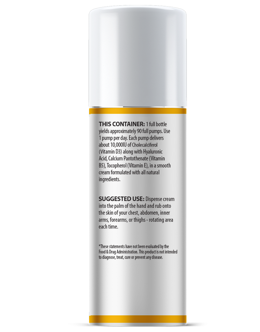 Vitamin D3 Cream 10,000IU (250mcg) - New Formula Oil Free (New)