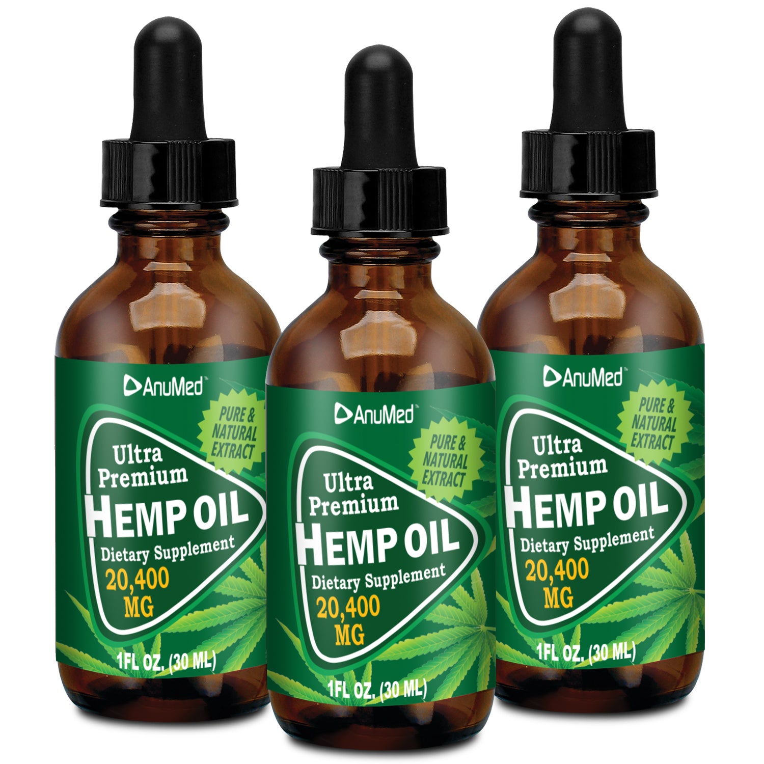 3 pack - 1oz Hemp Seed Oil Extract Drops | all natural | Omega-3 essential fatty acid | Omega 6 essential fatty acid