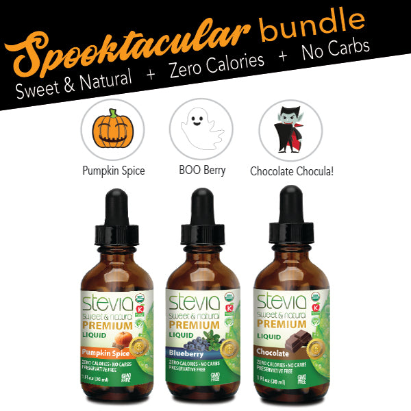 A Spooktacular Stevia Bundle Special - Pumpkin Spice | Boo Berry (Blueberry) | Chocolate (chocula) - Sweeten Halloween without sugar!