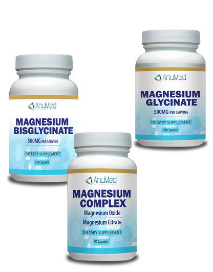 Magnesium 3 Pack - Magnesium Complex, Magnesium Glycinate, Magnesium Biglycinate