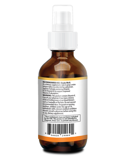 Vitamin D3+K2 5000IU Spray - Peppermint Flavor 2oz