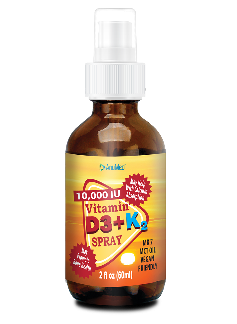 Vitamin D3 + K2 10,000 IU Liquid SPRAY + Organic MCT Oil, Vitamin A (Retinol) 250mcg, K2 (MK4,MK7). Promotes Heart, Bones, Immune System. 100% Vegan, Non-GMO, Gluten-Free, No Sugar Added (2oz)