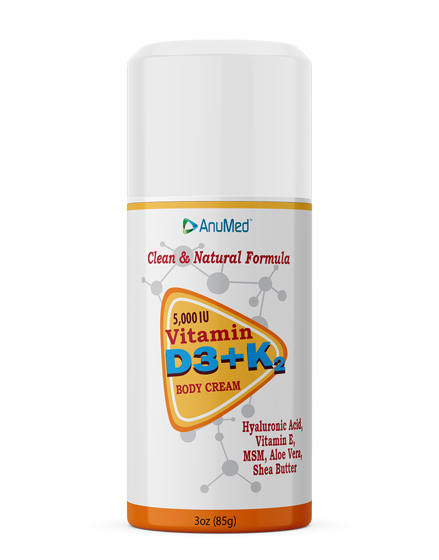 AnuMed Vitamin D3+K2 with Magnesium 5000 IU - Formulated with Hyaluronic Acid (3oz)