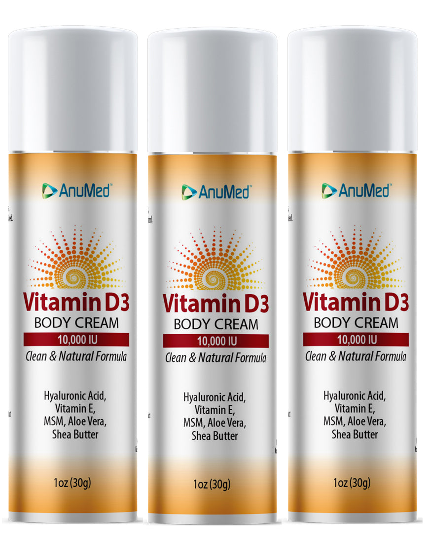 3 pack 1oz Vitamin D3 10,000 IU NOW with Hyaluronic Acid for smoothi AnuMed