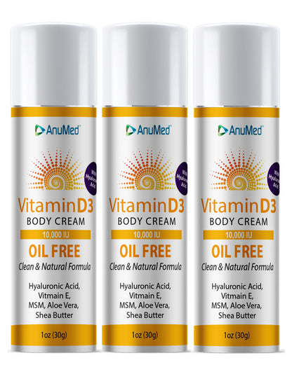 3 pack 1oz Vitamin D3 Cream Oil FREE - CLEARANCE