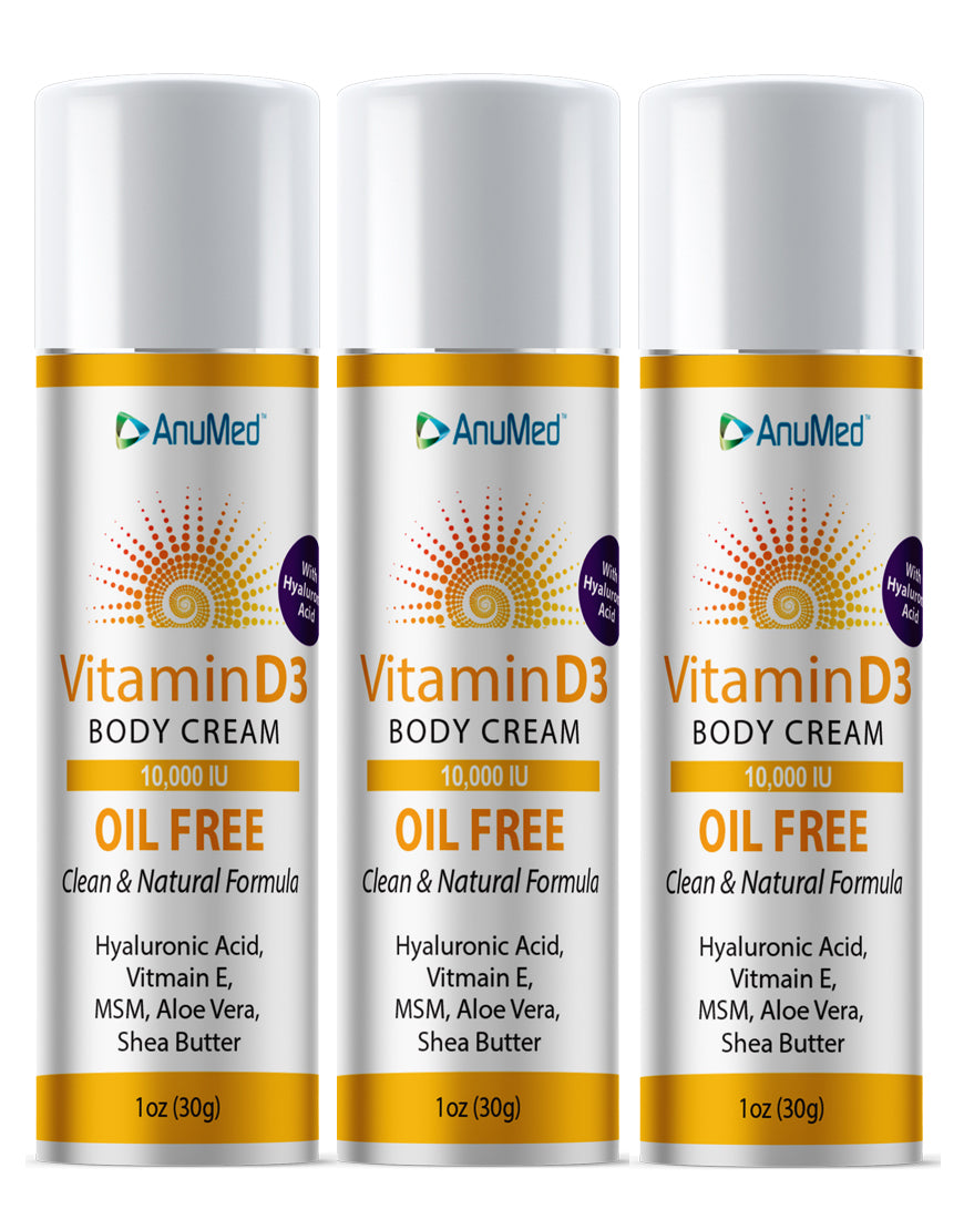 3 pack 1oz Vitamin D3 Cream Oil FREE AnuMed