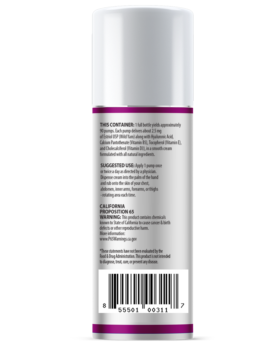 Natural Bio-identical ANU-est (Estriol) Body Cream 2.5mg New Formula with Hyaluronic Acid + Vitamin E