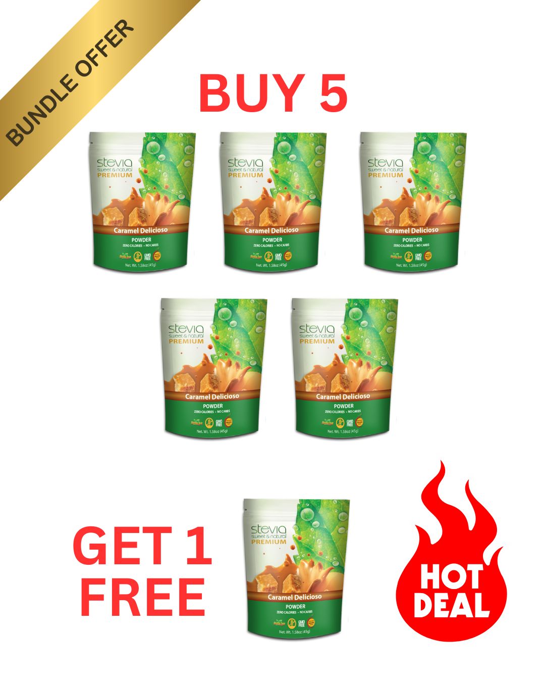 Caramel Delicioso Powder - 45g Zipper Pouch Bundle Deal
