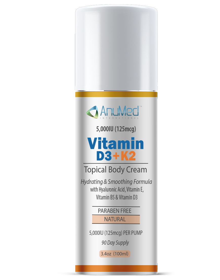 Vitamin D3+K2 5000 IU (125mcg) Cream New Formula with Hyaluronic Acid (New)