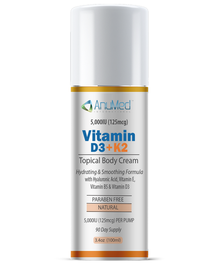 Vitamin D3+K2 5000 IU (125mcg) Cream New Formula with Hyaluronic Acid (New)