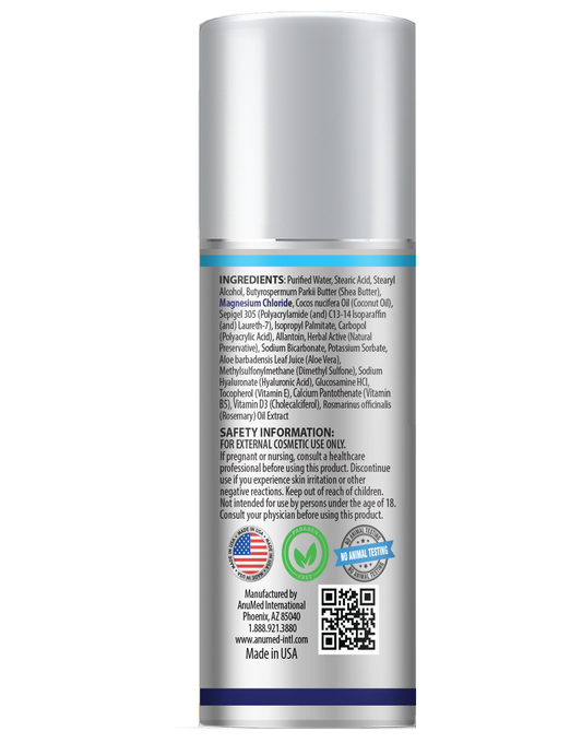 Magnesium 50mg Cream New Formula with Hyaluronic Acid, Vitmain E, Shea butter