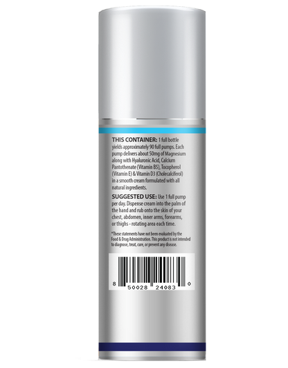 Magnesium 50mg Cream New Formula with Hyaluronic Acid, Vitamin E, Shea butter