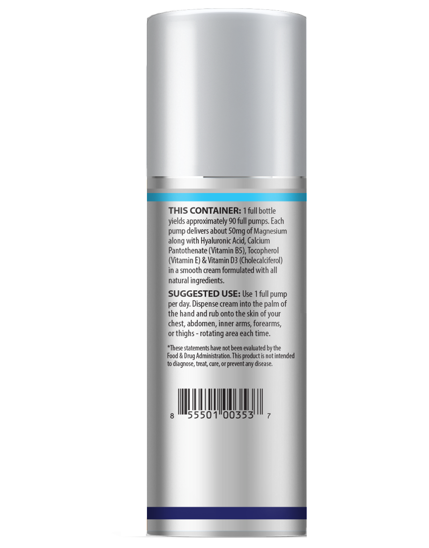 Magnesium 50mg Cream New Formula with Hyaluronic Acid, Vitmain E, Shea butter