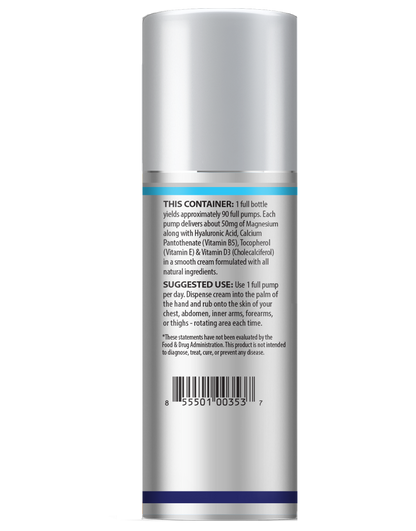 Magnesium 50mg Cream New Formula with Hyaluronic Acid, Vitmain E, Shea butter