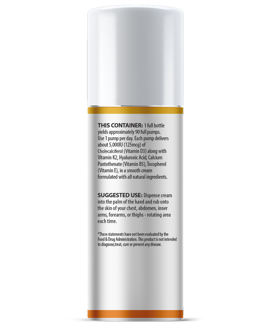 D3K2 5,000IU (125mcg) Cream 3oz  New Formula - 2 Pack - 20% OFF
