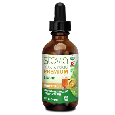 Premium Stevia Butter Rum Liquid Drops - Zero Calories |  Best All Natural Sugar Substitute