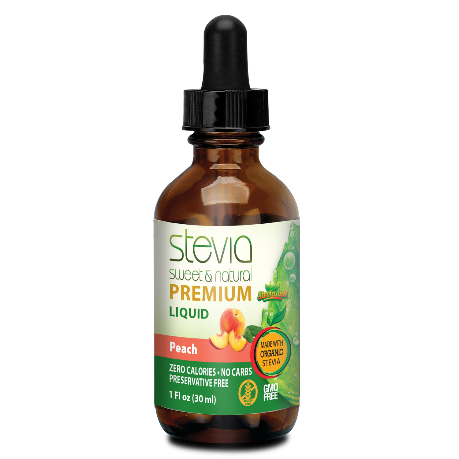 Peach Stevia Liquid Drops - Zero Calories | Best All Natural Sugar Substitute