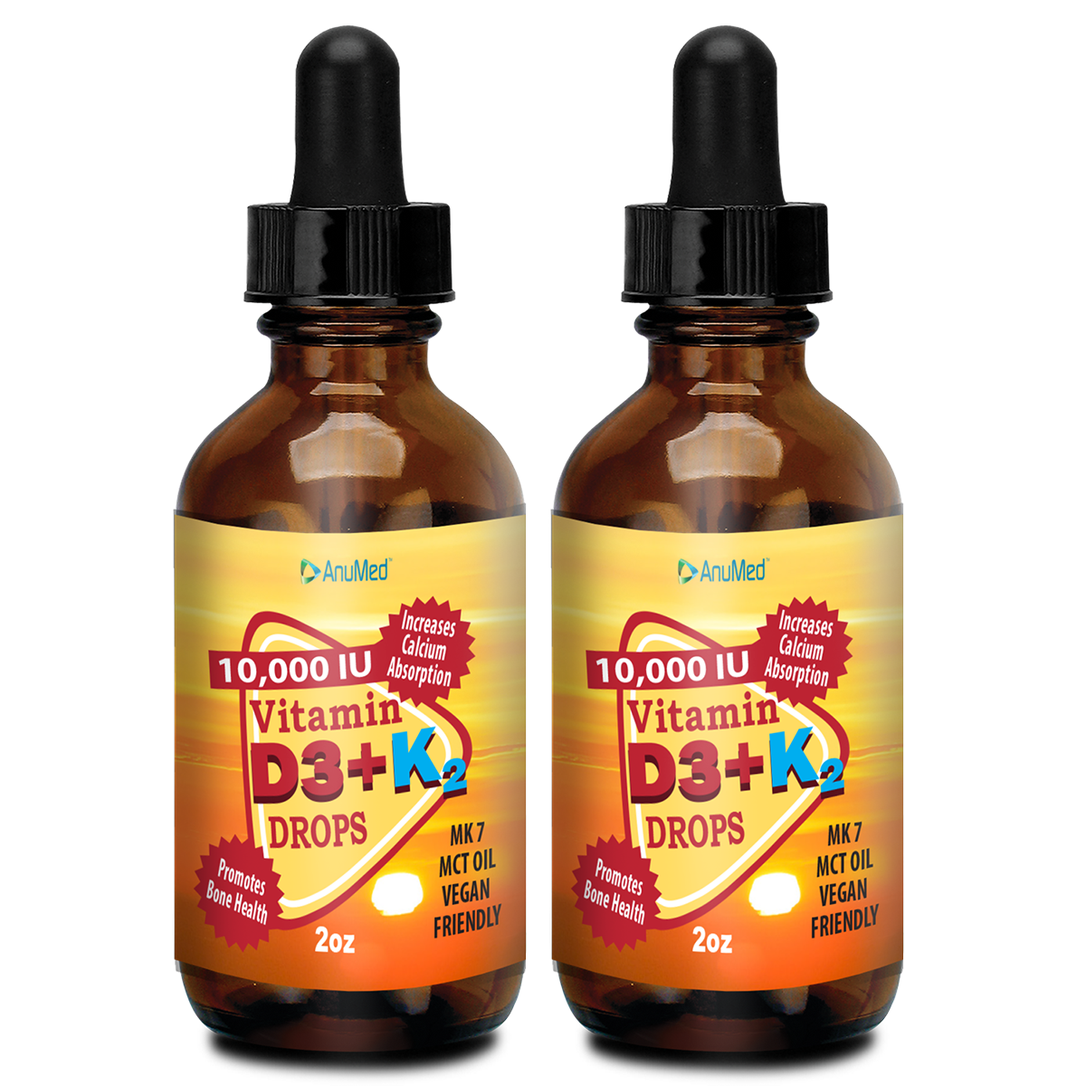 2 pack - 2oz ANUMED Vitamin D3 + K2 10,000 IU Liquid Drops - 20% OFF use code: vitmainDday20%