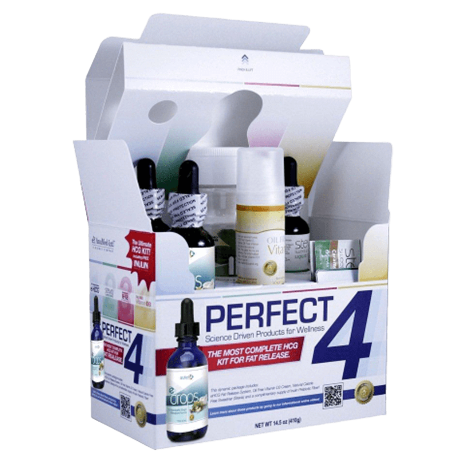Perfect 4 Kit – 4 Weight Maintenance (FREE Inulin 2.8oz) e-Drops +  Vitamin D3 + B-12 + Inulin FREE shaker